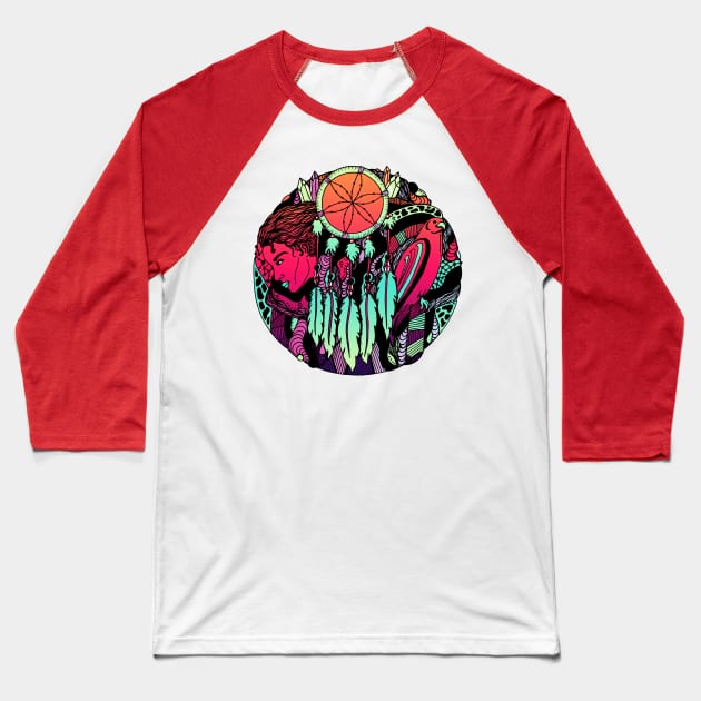 Blue Red Blend Dream Falcon Baseball T-Shirt by kenallouis